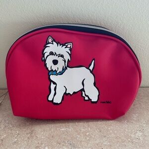 NWT Marc Tetro Red Westie Cosmetics Travel Case